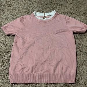 Pink top with white collar